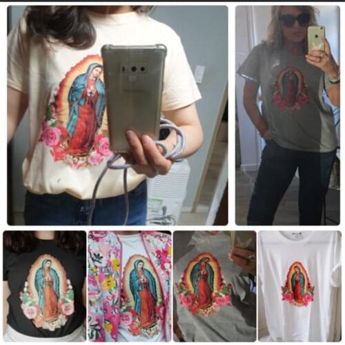 Oversized TShirt Women Shorts Sleeve Tops Female Vintage Fashion Graphic Printing TShirts Virgin Mary of Guadalupe Women Clothes