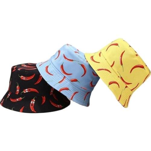 LDSLYJR Cotton Pepper Print Bucket Hat Fisherman Hat Outdoor Travel Hat Sun Cap Hats for Men and Women 347