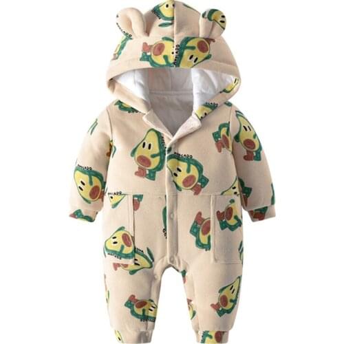 IYEAL Baby Clothing Boy Girls Clothes Warm Cotton Newborn Toddler Rompers Cute Printed New born Winter Hoodie Outerwear Overalls