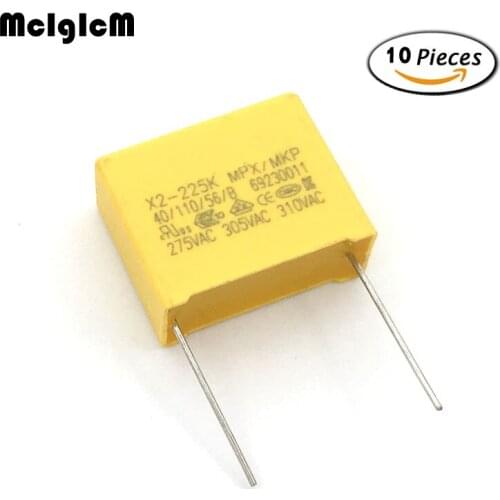 MCIGICM 10pcs capacitor X2 capacitor 275VAC Pitch 22.5mm X2 Polypropylene film capacitor 2.2uF