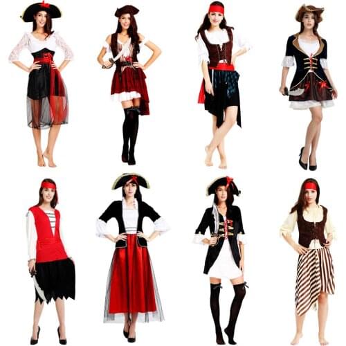 New Women Female Adults Pirates Cosplay Costume Performance Role Play Party Purim Halloween Christmas