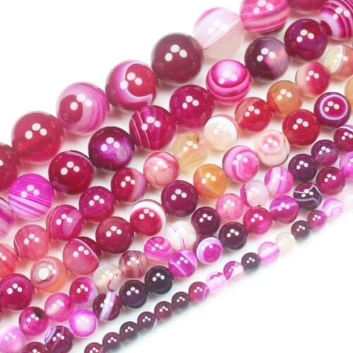Pink Stripe Agate 4-16mm Round Loose Beads 15inch ,DIY Jewelry Making ! We provide mixed wholesale for all items