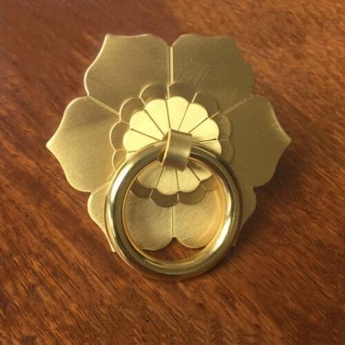 Brass Door Handle Cabinet Knobs and Handles Cupboard Ring Drawer Pulls Furniture Drop Free Shipping