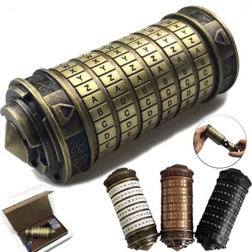 Leonardo da Vinci Code Toys Metal Cryptex Locks Wedding Gifts Valentines Day Gift Letter Password Escape Chamber Props