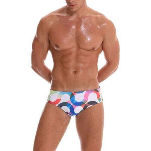 2019 New sexy men swimwear circle shark printing swim trunk shorts summer beach shorts briefs man swimsuit sunga bathing suit