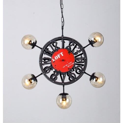 American style clock chandelier living room restaurant clothing store personality rudder industrial wind magic beans chandelier