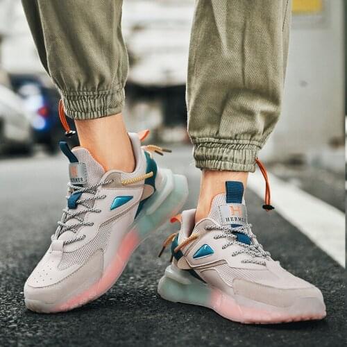 Chunky Sneakers Sport Sneakers Men Breathable Running Shoes Casual Fashion For Summer Shoe Street Wear Mens Leather 2020 New