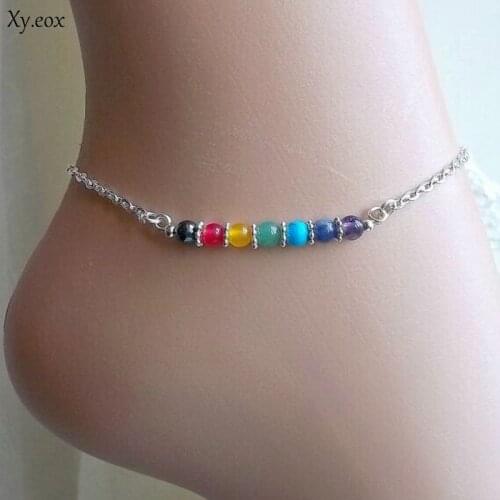 Fashion Stone Beach Boho Ankle Barefoots Bead Foot Bracelet Amethyst Chain