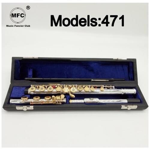 Music Fancier Club Flute 471 Engraving Hand Carved Keys Gold Plating Flutes B Leg Open Holes 17 Gold Keys