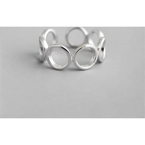 New Fashion Personality Geometric 925 Sterling Silver Not Allergic Popular Round Circle Women Opening Rings SR579