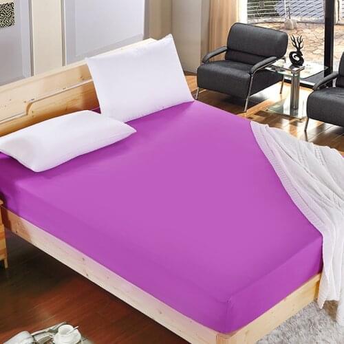 1pcs 100%Polyester Solid Fitted Sheet Mattress Cover Four Corners With Elastic Band Bed Sheet44