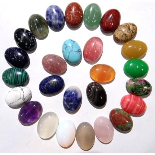 13*18mm Natural Stone Turquoises Quartz Crystal Lapis Round Cabochon pendant for diy jewelry making Necklaces Accessories30pcs S