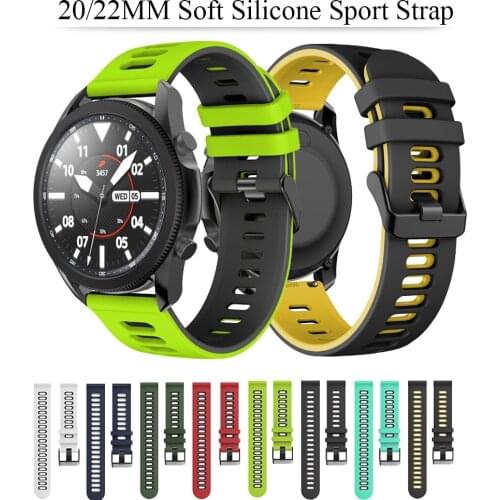22mm 20mm Silicone Band for Galaxy Watch 46mm 42mm Sports Strap for Samsung Gear S3 Frontier/Classic active 2 Huawei Watch 2