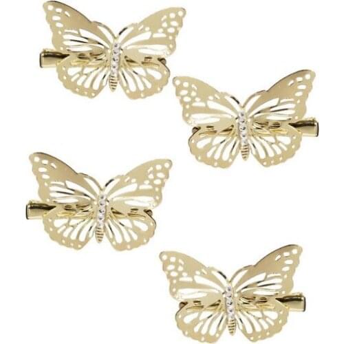 Miss FoUrSy Retail Womens Headdress Cute Butterfly Hairpin In Gold and Silver Color Butterfly Hair Clip for Bridal Decoration