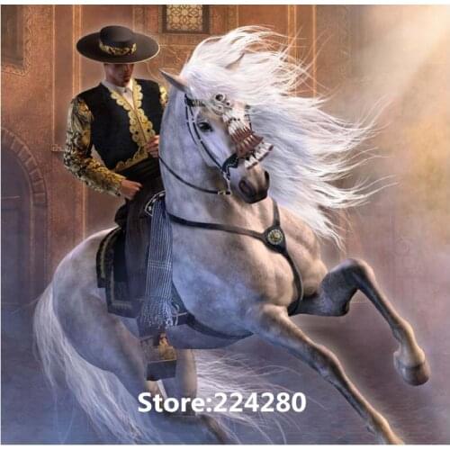 Needlework,Cross stitch,14CT Unprinted Embroidery kits The white horse knight People Cross-Stitching,Art DIY Handmade decor