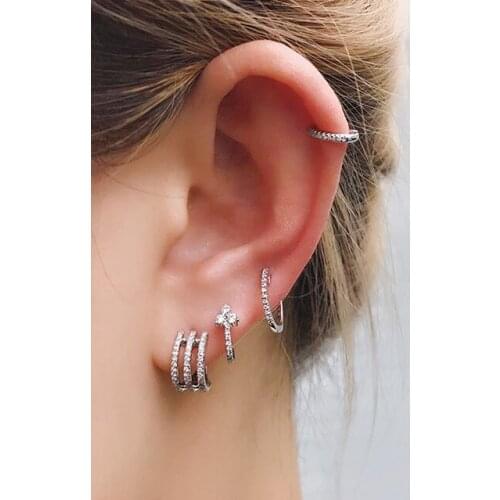 2021 Top Fashion 925 Sterling Clear Cubic Zirconia Ear Studs Earrings For Women Girls Birthday Wedding Jewellery Accessories