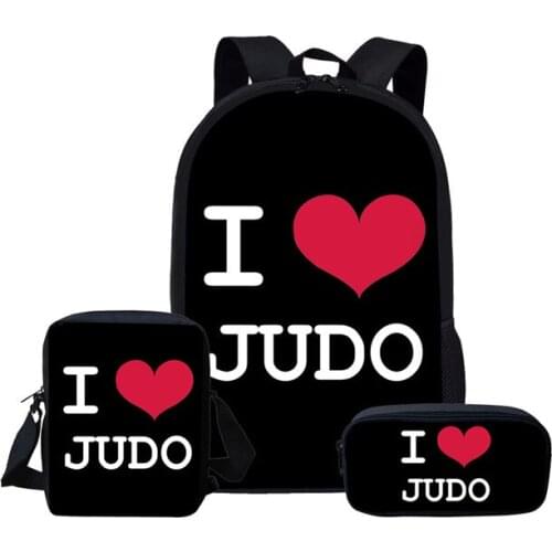 School Bags for Kid 3pc/set Custom pattern Primary Schoolbag I love judo Print Children Shoulder Bagpack Teenagers Large Satchel