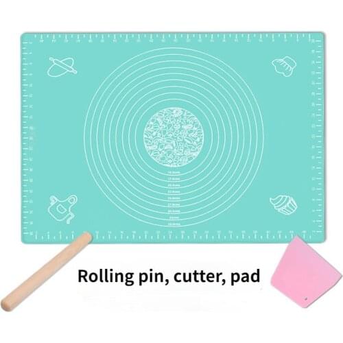 Food Grade Thickened Silicone Kneading Pad Rolling Pin Baking Tool Non-Slip Mat Non-Stick Chopping Board for Home Use
