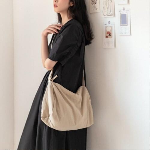 Folding soft bag womens messenger bag Japanese canvas bag student class bag large-capacity simple cloth shoulder bag