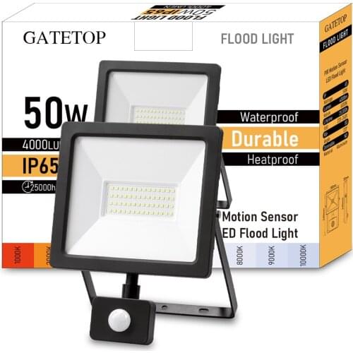 50W! LED Motion Sensor Floodlight Induction Style IP65 Cold White Light 6000K Human Body Induction Water Proof Lamp