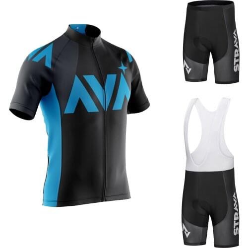 STRAVA pro team Cycling Jersey Men Set Bib Shorts Set 2021 Summer Mountain Bike Bicycle Suit Bicycle Racing Uniform Clothes