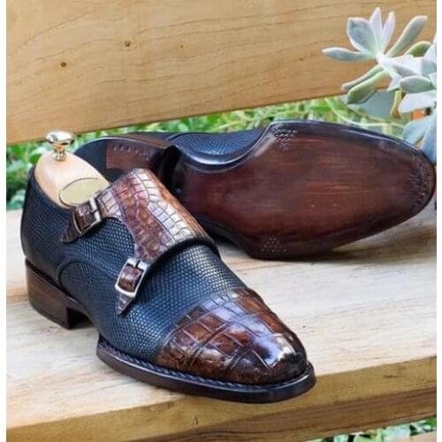 High Quality Fashion Men Pu Leather Shoes Male Casual Classic Trendy Vinage Stylish Monk Strap Shoes Zapatos De Hombre TV437