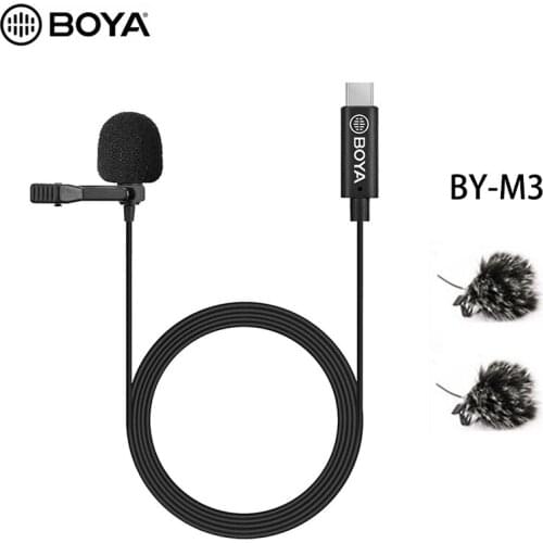 BOYA BY-M3 Lavalier Microphone Omnidirectional Digital 6 Meter Lapel Video Mic for Android USB Type-C Smartphone iPad Pro Mac PC