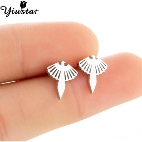 Yiustar Stainless Punk Eagle Earrings Stud For Men Rose Gold Black Steel Color HipHop Hyperbole Jewelry Women Birthday Gift