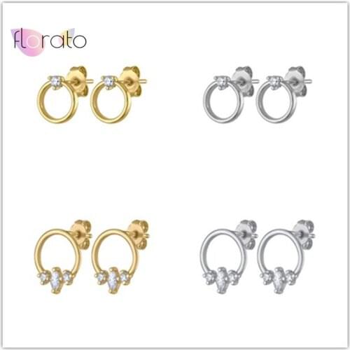 925 Sterling Silver Ear Needle Circle Stud Earrings For Women Minimalist Geometric Hollow Earrings Jewelry Gifts