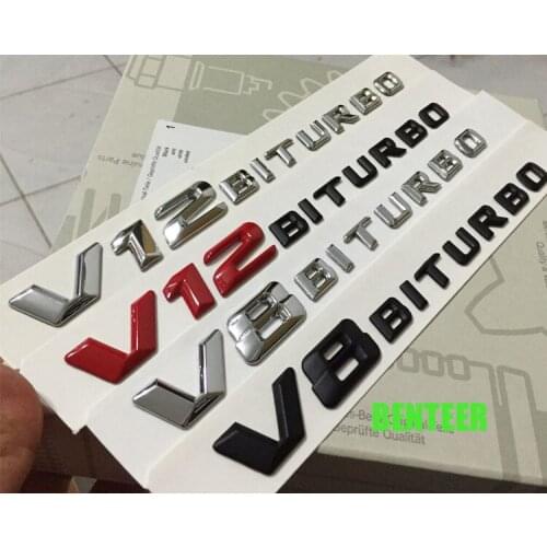 1pc matt ABS AMG Styling V8 V12 BITURBO emblem For Mercedes-Benz A B E Glass CLA GLA GLK CLS ML GL