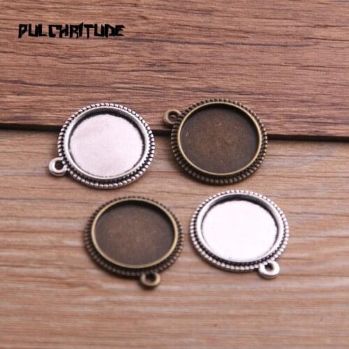 10pcs 16/20/25mm Inner Size Two Color Metal Alloy Simple Round Cabochon Pendant Setting Jewelry Findings P6780