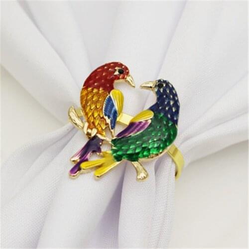 12 / PCS NEW mandarin duck bird napkin buckle metal napkin ring cloth ring gold napkin ring factory direct sales
