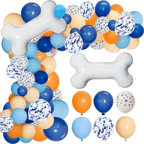 120pcs Paw latex Balloon Garland Arch Kit Big Bone Pets Theme Party Decor Blue Orange Latex Globos Baby Shower Kids Classic Toys
