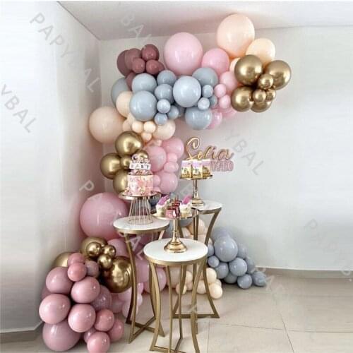 165Pcs Macaron Blue Pink Wedding Arch Garland Kit Retro Pink Gold Latex Balloons Set Birthday Baby Shower Backdrop Decoration