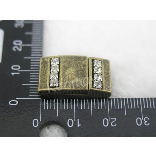 10 Sets 10.0x3.0mm Magnetic Clasp with Clear Rhinestone Chain for Leather Bracelet Making Jewelry Findings--CLP1167