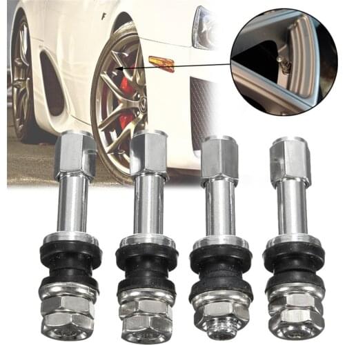 4pcs Stainless Steel TR48E Bolt-in Car Tubeless Wheel Tire Valve Stem Dust Cap Cover for Motorcycles Scooter Moped Bicycle Rims