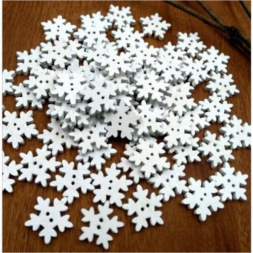 50Pcs Christmas Snowflak Wooden Buttons Clothing Sewing Button Fit Kit Handmade Scrapbooking Apparel Crafts DIY Decoration 1.8cm