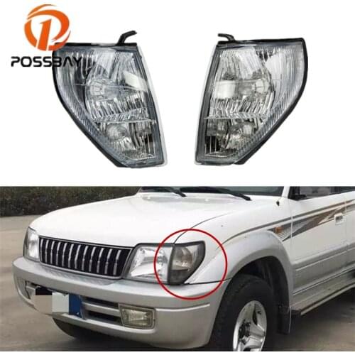 POSSBAY Car Front Bumper Parking Fog Corner Light Cover Lens Turn Signal Lamp Indicator for Toyota Land Cruiser Prado 2000-2002