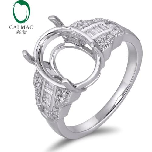 Free shipping 12x10mm Oval Cut 14K/Au585 White Gold 0.41ct Natural Diamond Engagement Ring