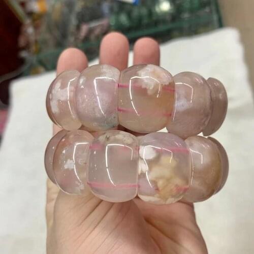 Natural Cherry Blossom Agate Bracelet Gemstone Jewelry Bangle For Women For Gift Wholesale