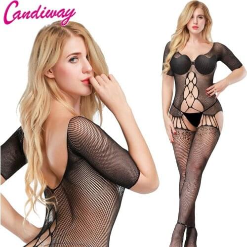 Fantasy sexy fishnet body stockings lingerie erotic open crotch underwear night suspender for women stretchy mesh tight appeal