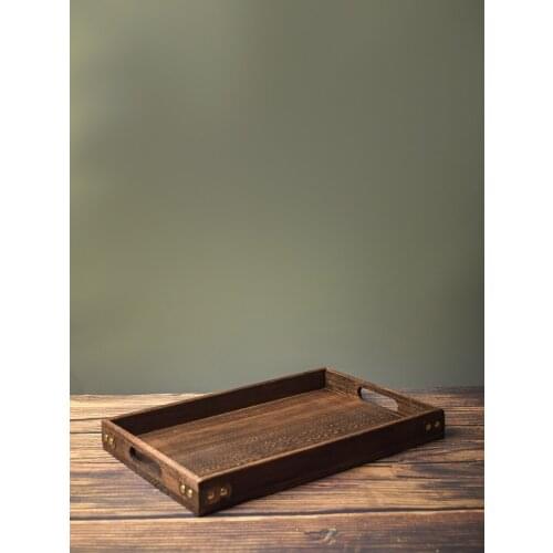Household paulownia party tray solid wood Kungfu tea set storage tray Japanese hotel restaurant retro plateau de service