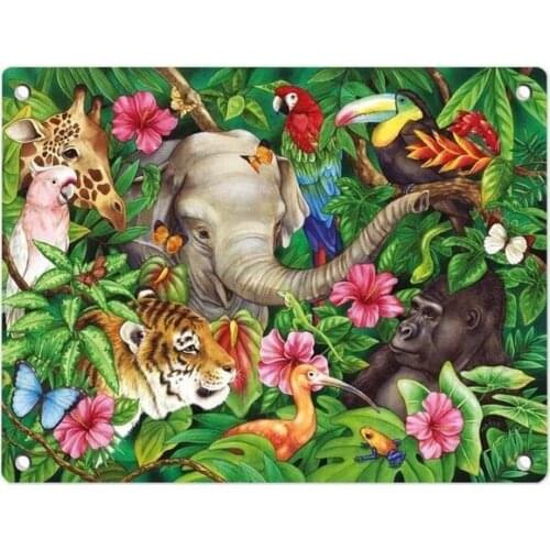 Jungle Elephant Tiger Wild Animals Funny Home Decor Tin Sign Retro Metal Bar Pub Poster 12" X 8"
