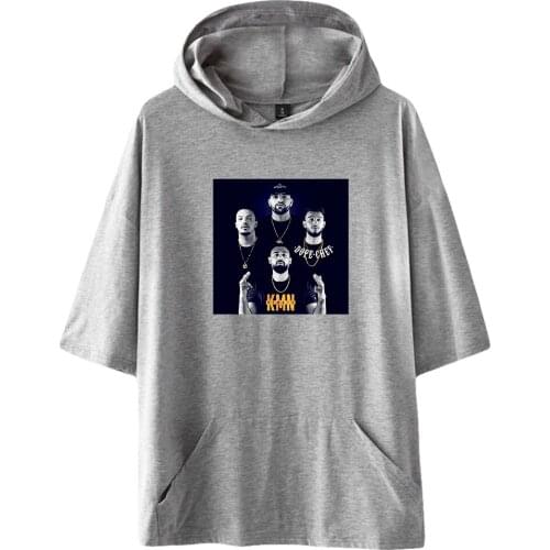 WAWNI KMN Gang Short-Sleeved Hooded Sweatshirt Loose Volleyball Harajuku Polyester Plus Cotton Hoodie Casual Tops 2021 Tops