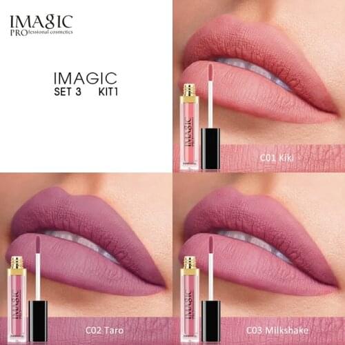 IMAGIC 3PCS Matte Waterproof Lip Balm, Lip Gloss Lasting Matte Bare Lipstick Set