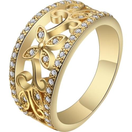 Seanlov Full CZ Zirconia Leaves Rings For Women Gold Color Finger Ring Size 6-10 Fashion Rings Jewelry Dropshipping 2017 Hot