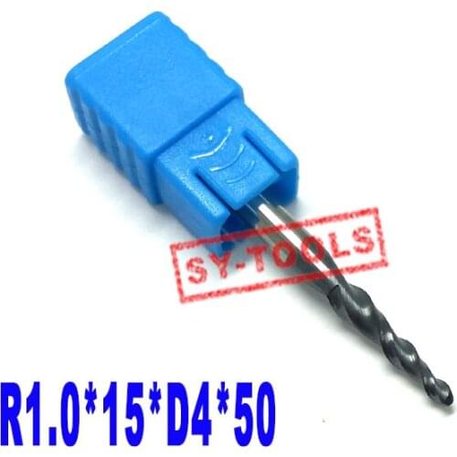 5PCS R1.0*D4*15*50L*2F HRC55 Tungsten solid carbide Coated Tapered Ball Nose End Mills taper and cone endmills