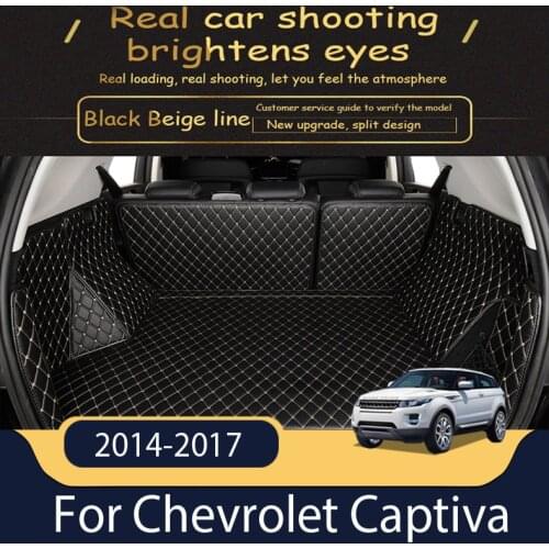 Custom Leather Car Trunk Mats For Chevrolet Captiva 2014-2017 Rear Trunk Floor Mat Tray Carpet Mud