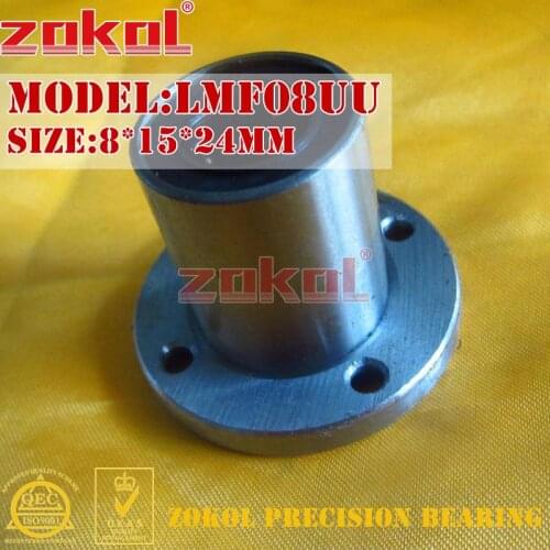 ZOKOL LMF8UU bearing LMF08UU round flange LMF8 UU linear motion bearing 8*15*24mm