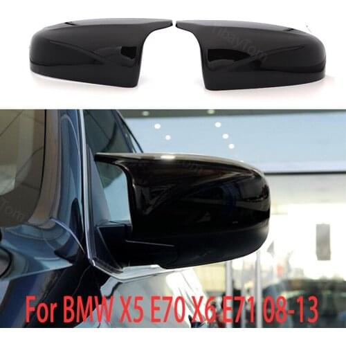 Rearview Mirror Cover Caps Black Horn Shape Side Mirror Covers M Style 2pcs for BMW X5 E70 X6 E71 2008 2009 2010 2011 2012 2013
